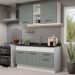 Cozinha Compacta Madesa Agata 150002 com Armário e Balcão (Sem Tampo e Pia) - Branco/Cinza