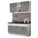 Cozinha Compacta Madesa Agata 150002 com Armário e Balcão (Sem Tampo e Pia) - Branco/Cinza