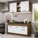 Cozinha Compacta Madesa Agata 150002 com Armário e Balcão (Sem Tampo e Pia) - Rustic/Branco