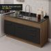 Cozinha Compacta Madesa Agata 150002 com Armário e Balcão (Sem Tampo e Pia) - Rustic/Preto