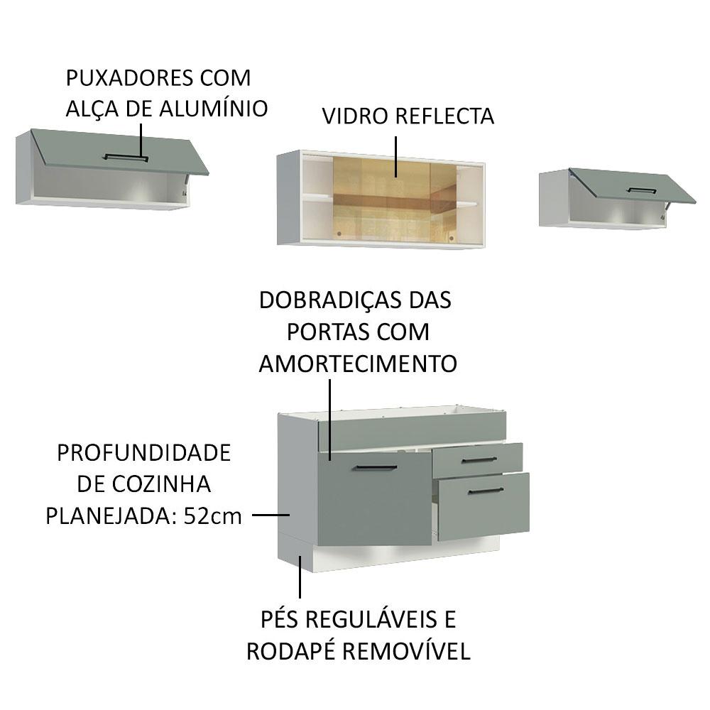 Cozinha Compacta Madesa Agata 280001 com Armário e Balcão - Branco/Cinza