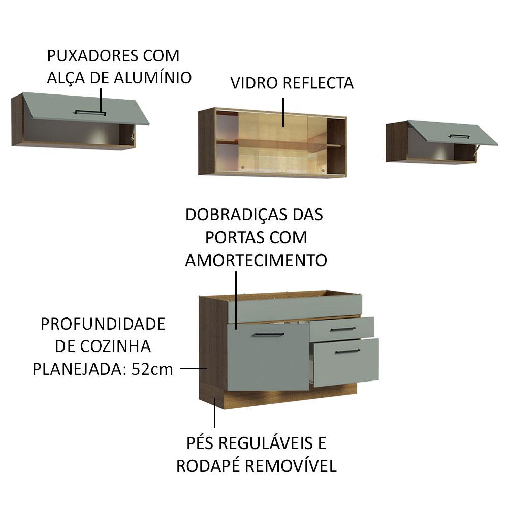 Cozinha Compacta Madesa Agata 280001 com Armário e Balcão - Rustic/Cinza