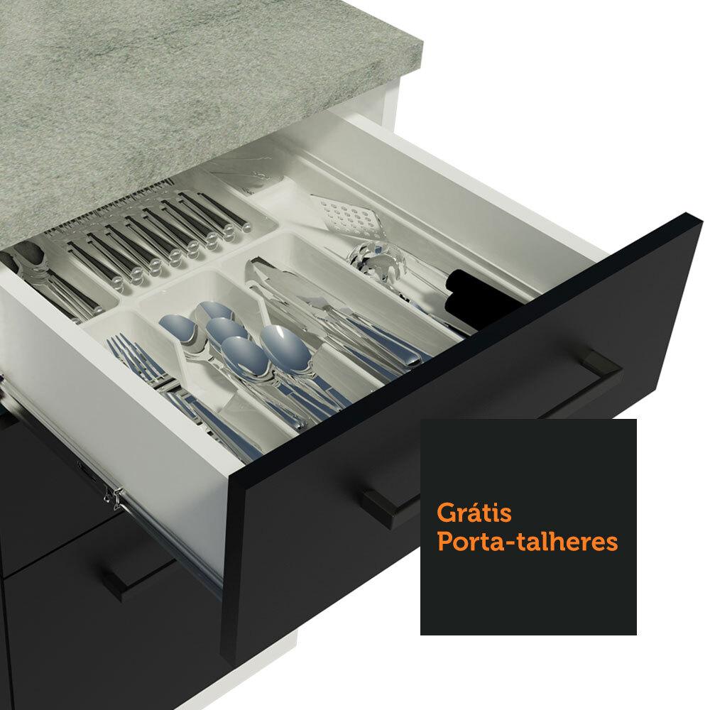 Cozinha Compacta Madesa Agata 280002 com Armário e Balcão - Branco/Preto