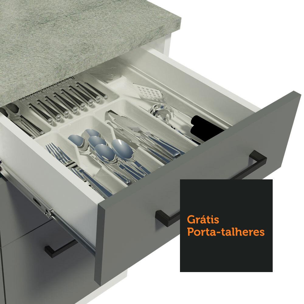 Cozinha Compacta Madesa Agata 280004 com Armário e Balcão (Com Tampo) - Branco/Cinza