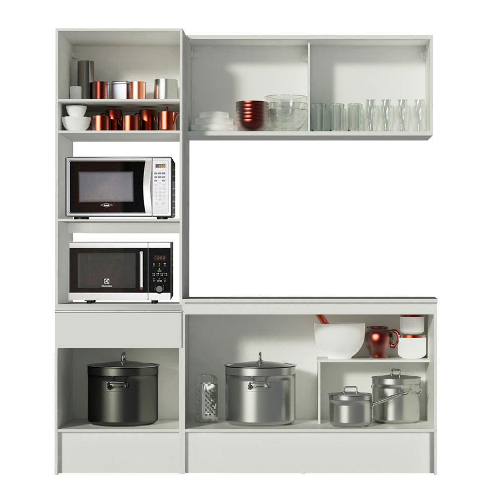 Cozinha Compacta Madesa Diamante Pop com Armário, Balcão e Tampo - Branco
