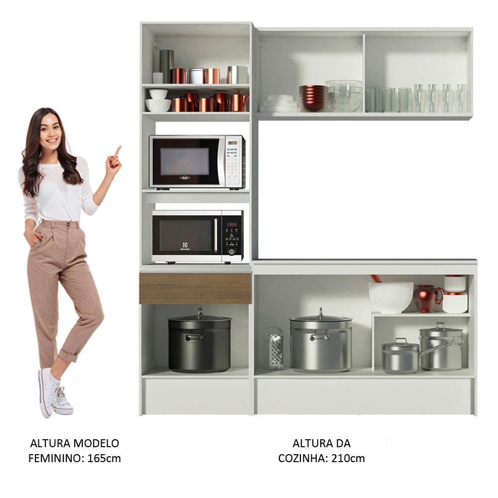 Cozinha Compacta Madesa Diamante Pop com Armário, Balcão e Tampo - Branco/Rustic
