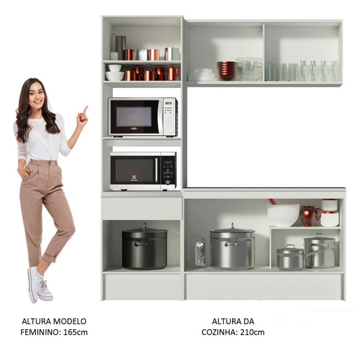 Armário de Cozinha Compacta 180cm Branco Reims Madesa 02 - Madesa