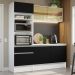 Cozinha Compacta Madesa Diamante com Armário, Balcão e Tampo - Branco/Preto