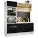 Cozinha Compacta Madesa Diamante com Armário, Balcão e Tampo - Branco/Preto