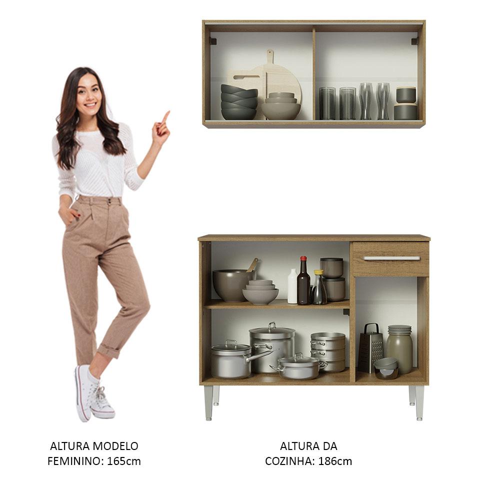 Cozinha Compacta Madesa Emilly 105001 com Armário e Balcão - Rustic