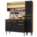 Cozinha Compacta Madesa Emilly Art com Balcão e Armário Vidro Reflex - Rustic/Preto