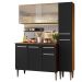 Cozinha Compacta Madesa Emilly Force com Armário, Balcão e Paneleiro - Rustic/Preto