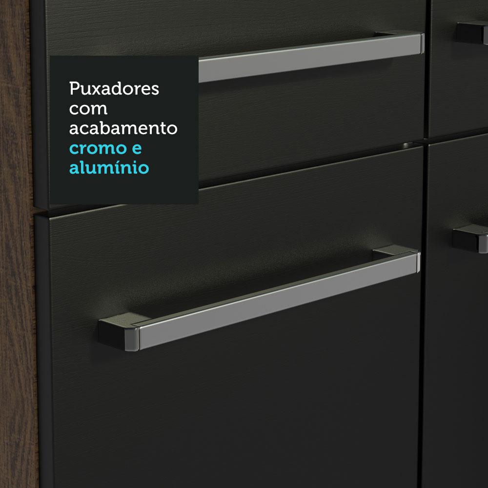 Cozinha Compacta Madesa Emilly Force com Armário, Balcão e Paneleiro - Rustic/Preto