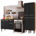 Cozinha Compacta Madesa Emilly Front com Balcão e Paneleiro - Rustic/Preto