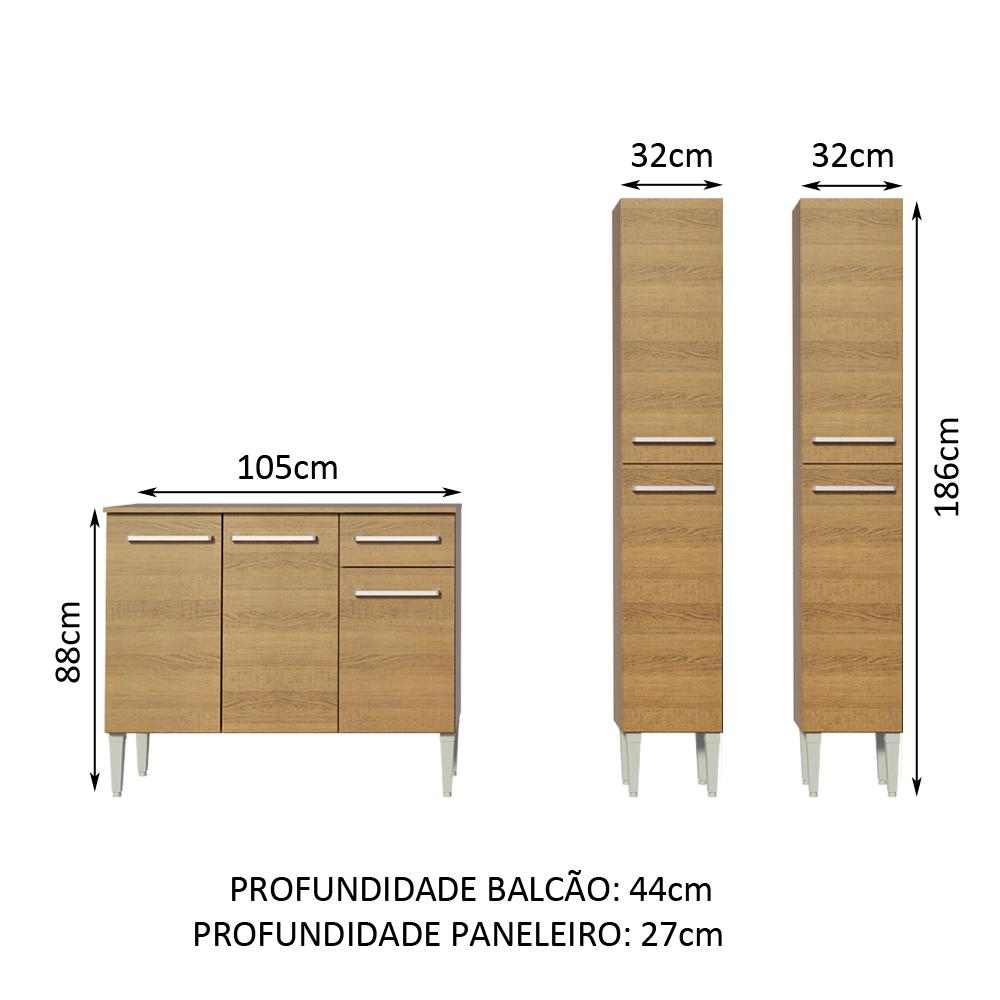 Cozinha Compacta Madesa Emilly Front com Balcão e Paneleiro