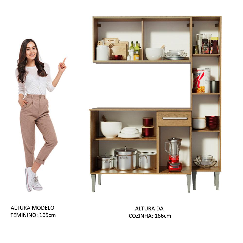 Cozinha Compacta Madesa Emilly Gold com Armário, Balcão e Paneleiro - Rustic