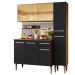 Cozinha Compacta Madesa Emilly Gold com Armário, Balcão e Paneleiro - Rustic/Preto