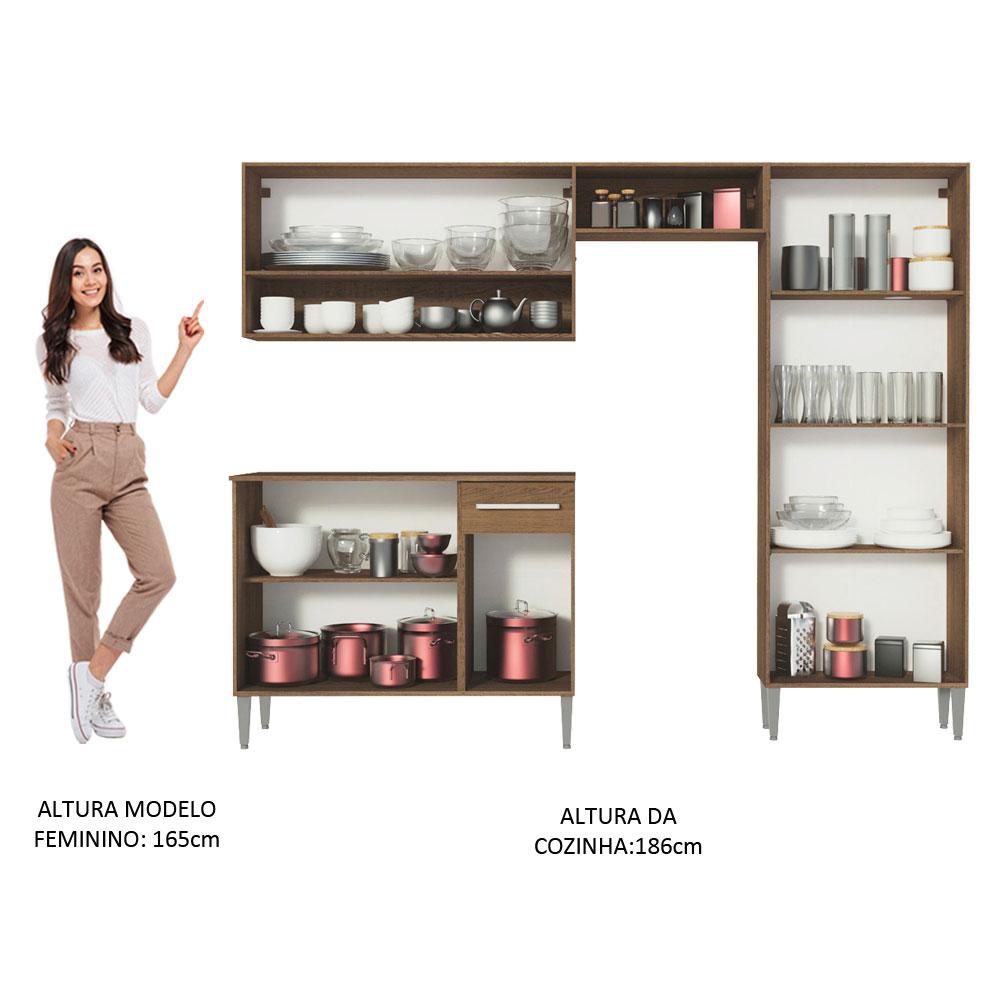 Cozinha Compacta Madesa Emilly Pop Com Armário e Balcão - Rustic