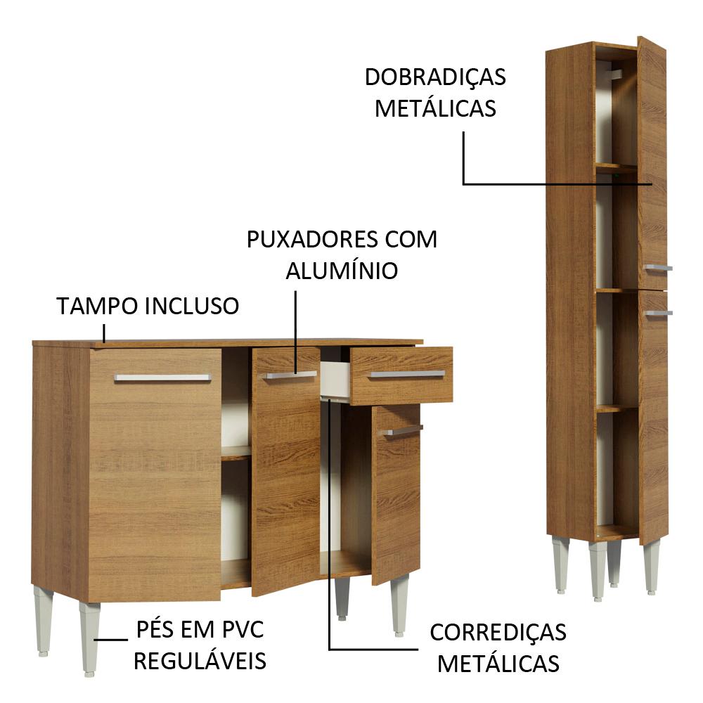 Cozinha Compacta Madesa Emilly Silver com Balcão e Paneleiro