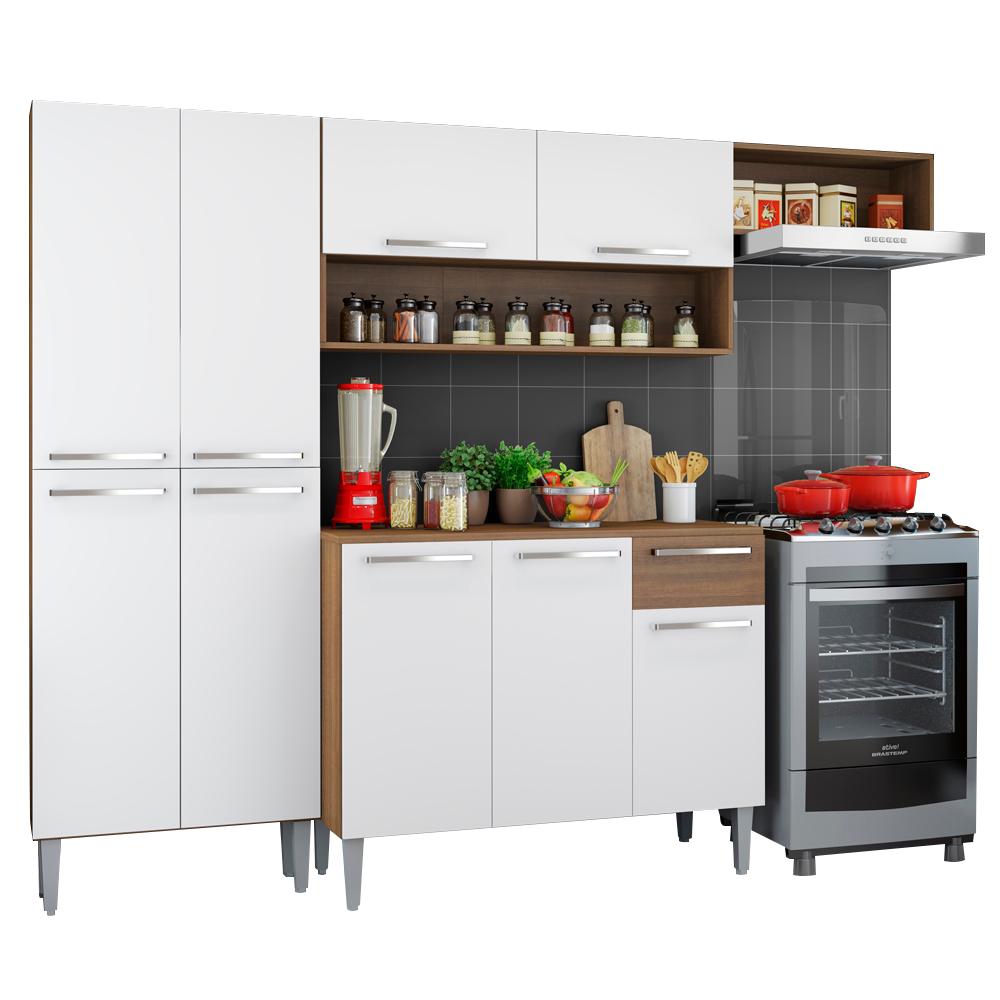 Cozinha Compacta Madesa Emilly Top com Armário e Balcão - Rustic/Branco