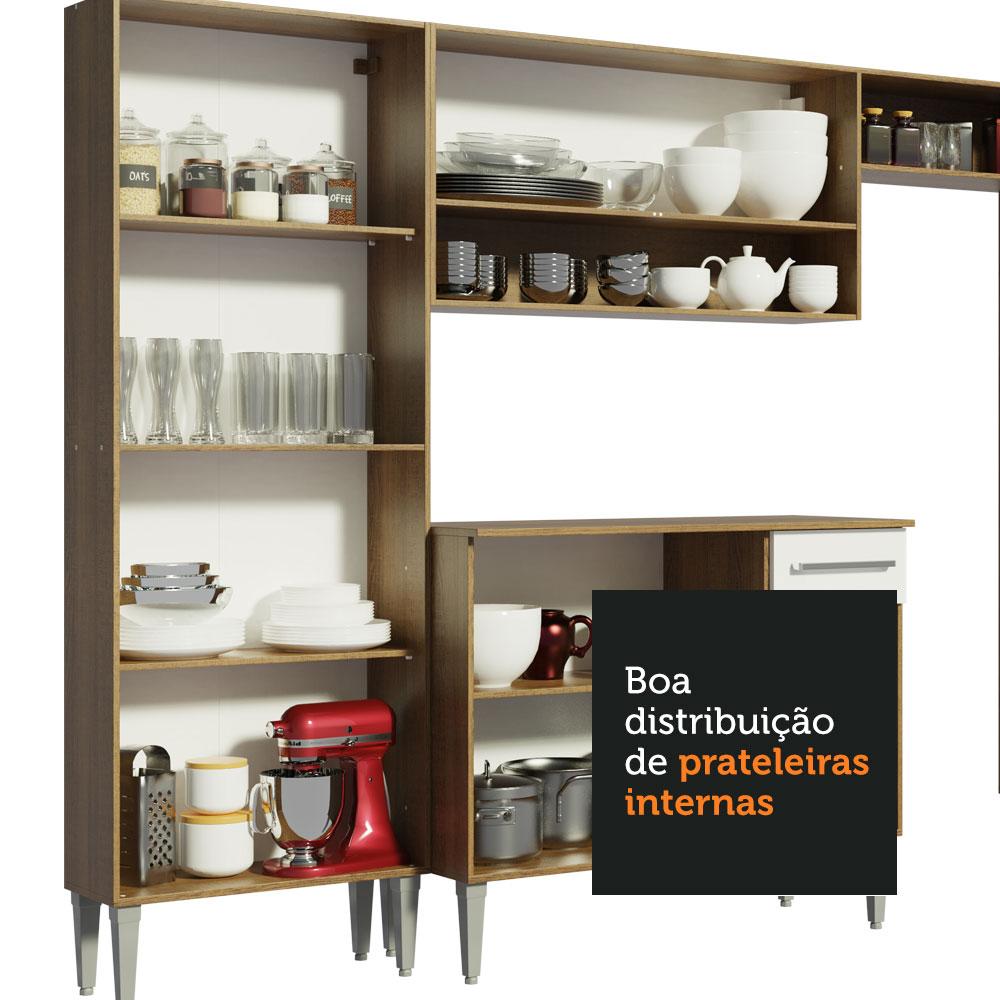 Cozinha Compacta Madesa Emilly Top com Armário e Balcão - Rustic/Branco