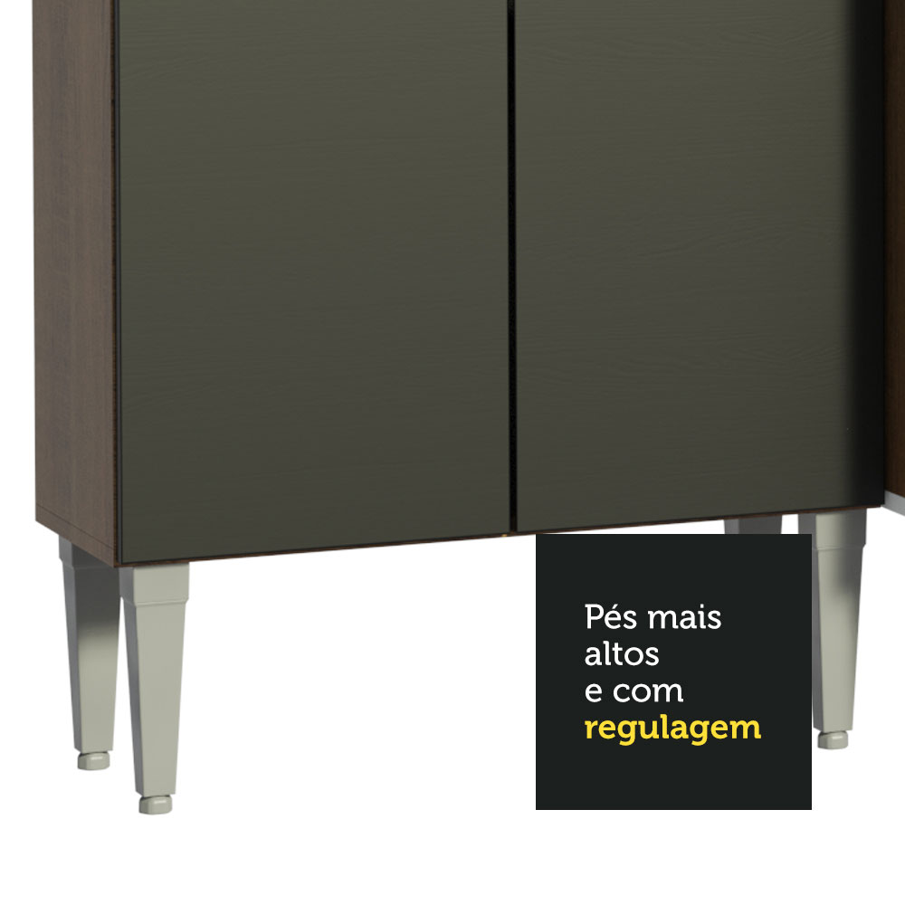 Cozinha Compacta Madesa Emilly Top com Armário e Balcão - Rustic/Preto