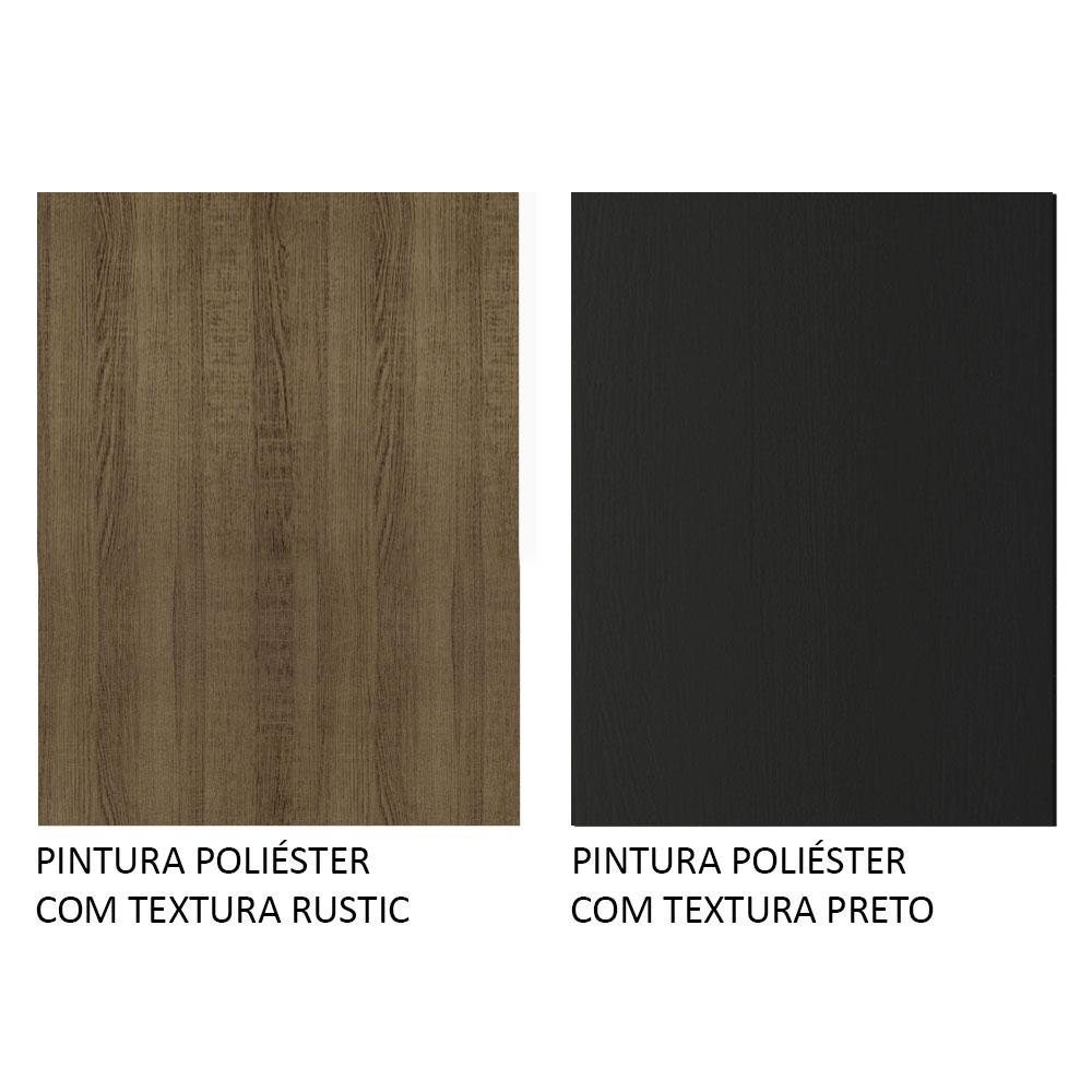 Cozinha Compacta Madesa Emilly Winter com Armário Vidro Reflex e Balcão - Rustic/Preto
