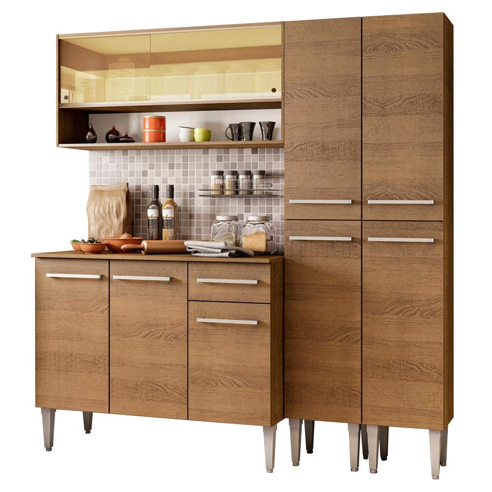 Cozinha Compacta Madesa Emilly Winter com Armário Vidro Reflex e Balcão