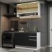 Cozinha Compacta Madesa Glamy 120002 com Armário e Balcão (Sem Tampo e Pia) - Branco/Preto