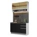 Cozinha Compacta Madesa Glamy 120002 com Armário e Balcão (Sem Tampo e Pia) - Branco/Preto