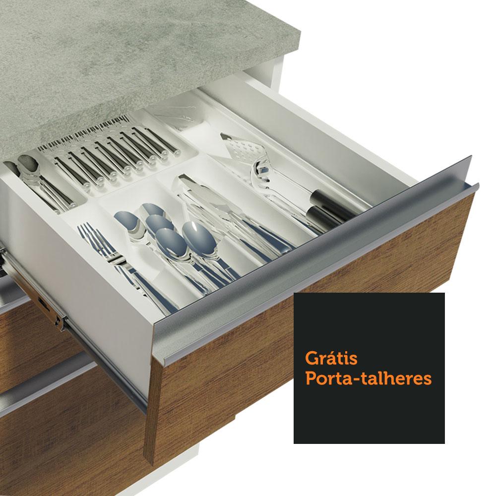 Cozinha Compacta Madesa Glamy 120002 com Armário e Balcão (Sem Tampo e Pia) - Branco/Rustic