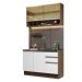 Cozinha Compacta Madesa Glamy 120002 com Armário e Balcão (Sem Tampo e Pia) - Rustic/Branco