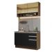 Cozinha Compacta Madesa Glamy 120002 com Armário e Balcão (Sem Tampo e Pia) - Rustic/Preto