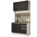 Cozinha Compacta Madesa Glamy 120003 com Armário e Balcão (Sem Tampo e Pia) - Branco/Preto