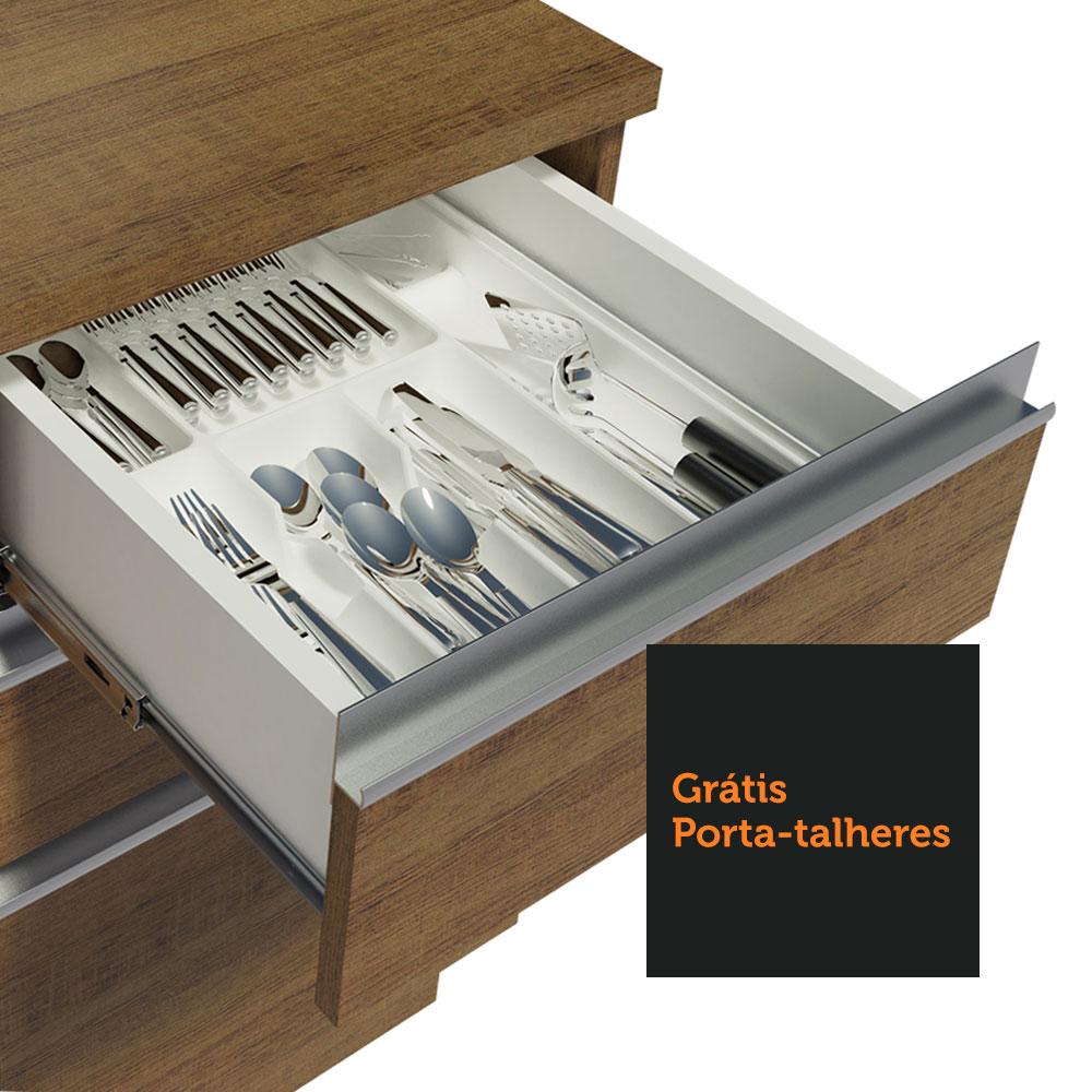 Cozinha Compacta Madesa Glamy 120003 com Armário e Balcão (Sem Tampo e Pia) - Rustic