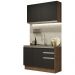Cozinha Compacta Madesa Glamy 120003 com Armário e Balcão (Sem Tampo e Pia) - Rustic/Preto