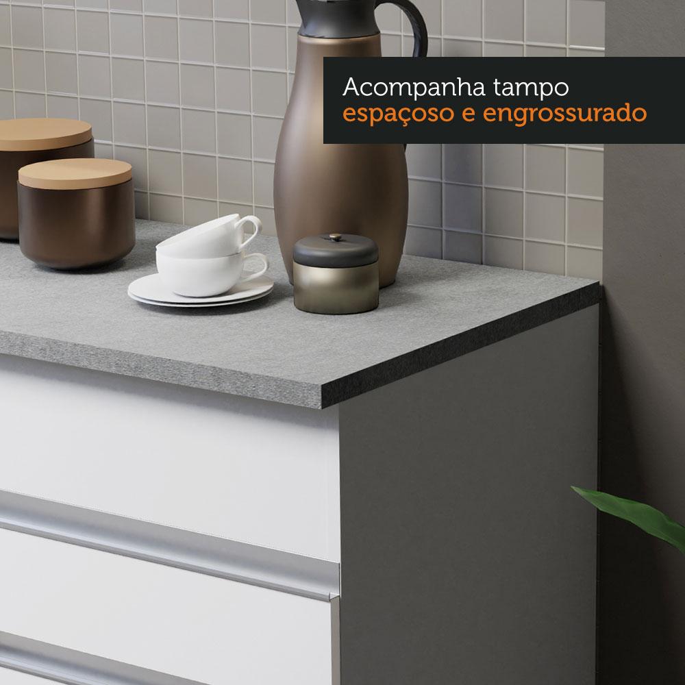 Cozinha Compacta Madesa Glamy 150001 com Armário e Balcão (Com Tampo) - Branco