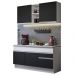 Cozinha Compacta Madesa Glamy 150001 com Armário e Balcão (Com Tampo) - Branco/Preto