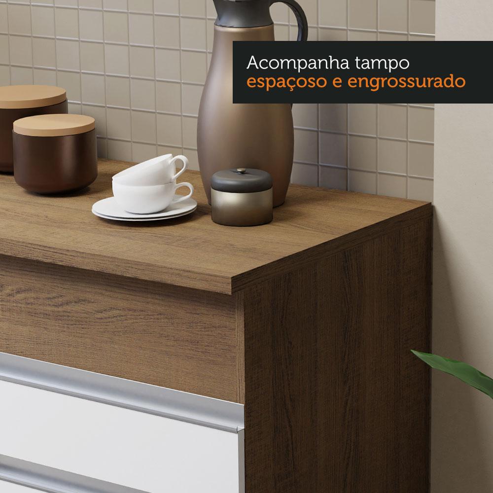 Cozinha Compacta Madesa Glamy 150001 com Armário e Balcão (Com Tampo) - Rustic/Branco
