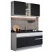 Cozinha Compacta Madesa Glamy 150002 com Armário e Balcão (Sem Tampo e Pia) - Branco/Preto