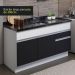 Cozinha Compacta Madesa Glamy 150002 com Armário e Balcão (Sem Tampo e Pia) - Branco/Preto