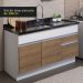 Cozinha Compacta Madesa Glamy 150002 com Armário e Balcão (Sem Tampo e Pia) - Branco/Rustic