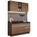 Cozinha Compacta Madesa Glamy 150002 com Armário e Balcão (Sem Tampo e Pia) - Rustic