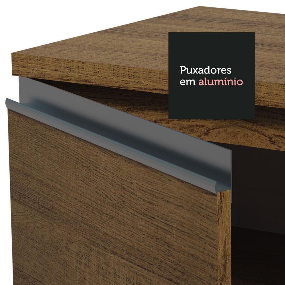 Cozinha Compacta Madesa Glamy 150002 com Armário e Balcão (Sem Tampo e Pia) - Rustic
