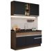 Cozinha Compacta Madesa Glamy 150002 com Armário e Balcão (Sem Tampo e Pia) - Rustic/Preto