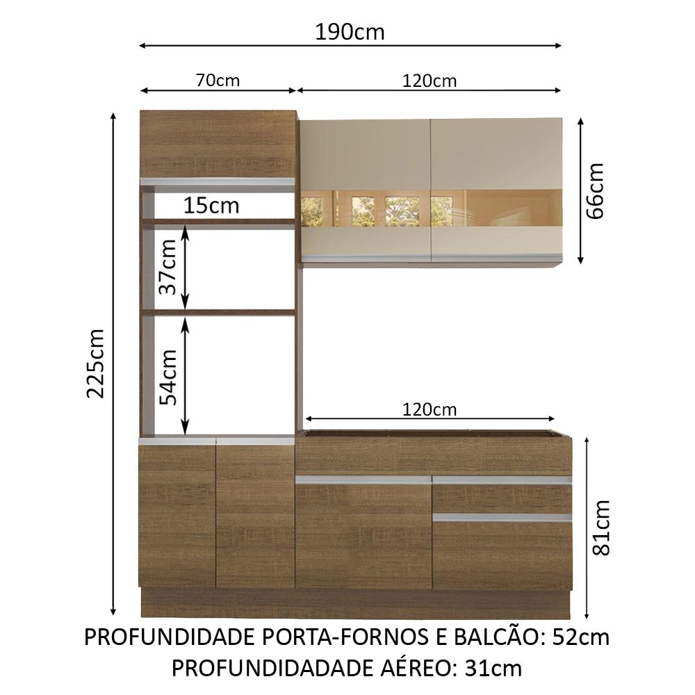 Cozinha Compacta Madesa Helen 6 Portas 2 Gavetas (Sem Tampo e Pia) - Rustic/Crema