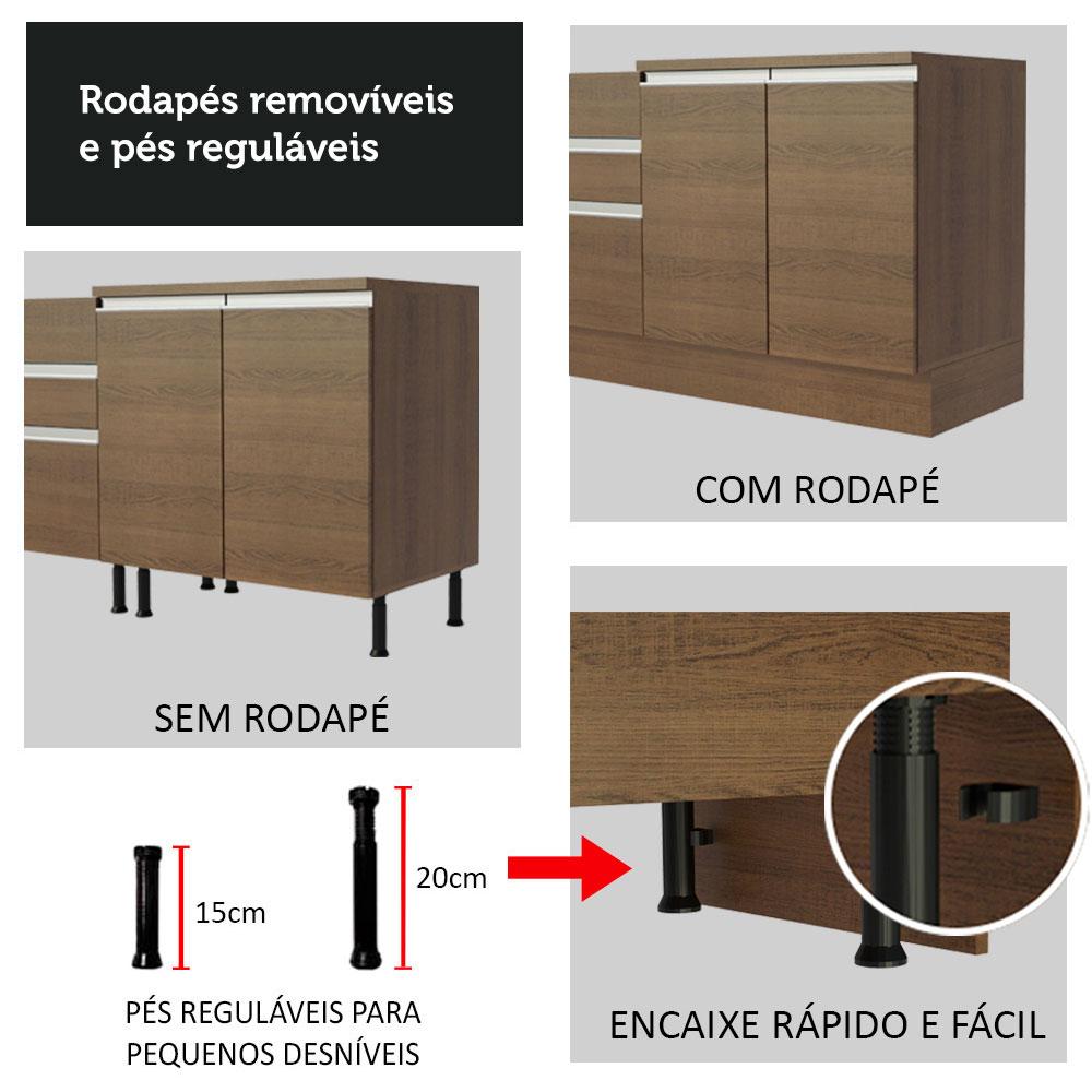 Cozinha Compacta Madesa Helen 6 Portas 2 Gavetas (Sem Tampo e Pia) - Rustic/Crema