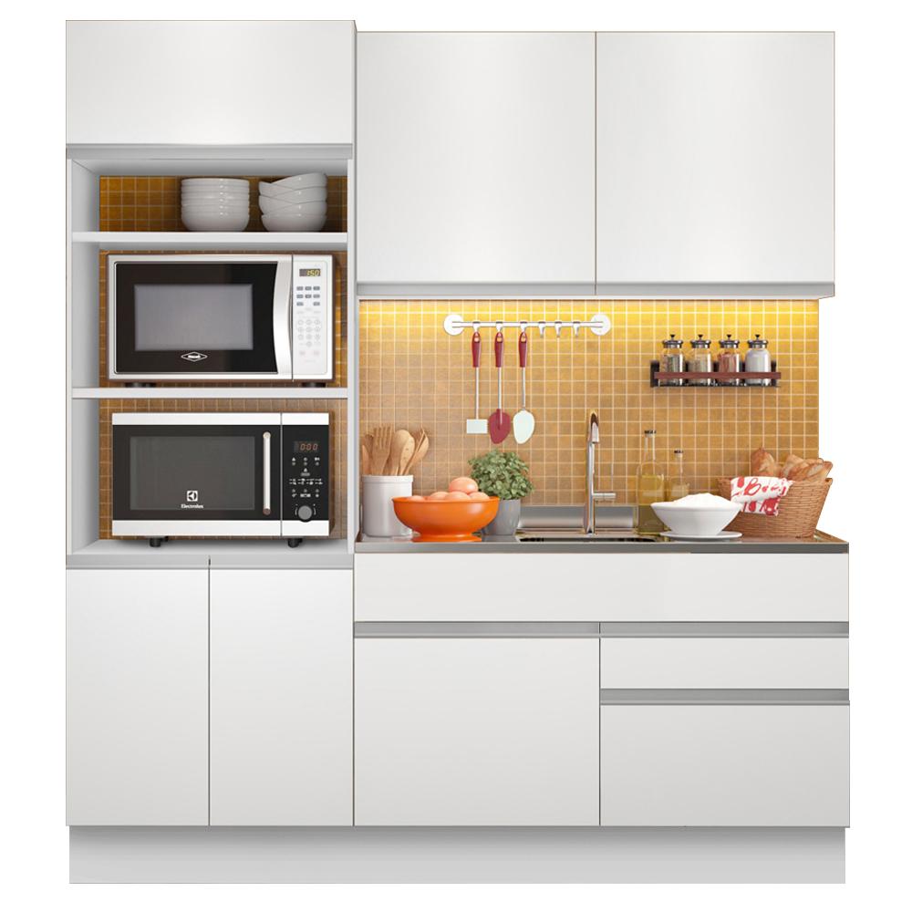 Cozinha Compacta Madesa Lívia 6 Portas 2 Gavetas (Sem Tampo e Pia) - Branco