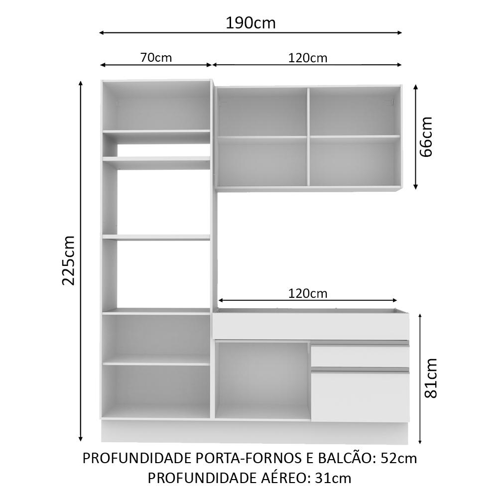 Cozinha Compacta Madesa Lívia 6 Portas 2 Gavetas (Sem Tampo e Pia) - Branco
