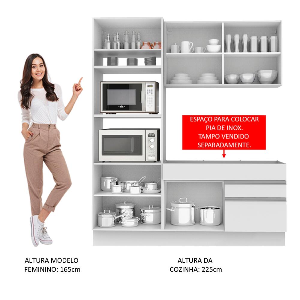 Cozinha Compacta Madesa Lívia 6 Portas 2 Gavetas (Sem Tampo e Pia) - Branco